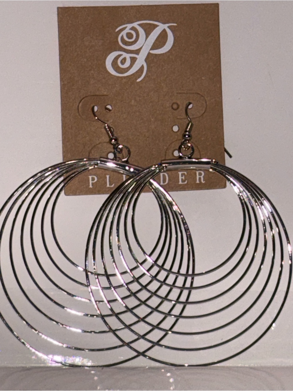 Plunder Silver Layered Hoop Drop Earrings